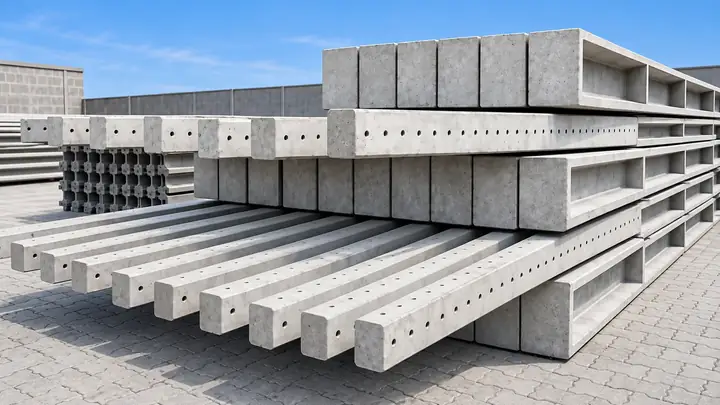 Postes de concreto e estrutura industrial